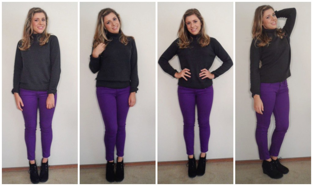 make sure to keep balance between neutral sweaters by adding a bright bottom - How to Wear a Turtleneck