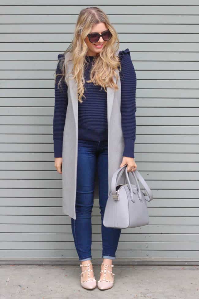 navy and grey casual outfit