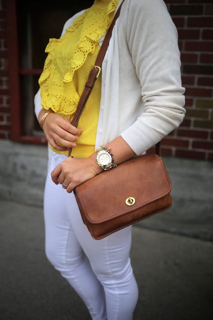 how to wear white jeans with confidence - paige denim verdugo ankle - J.Crew ruffle sweater