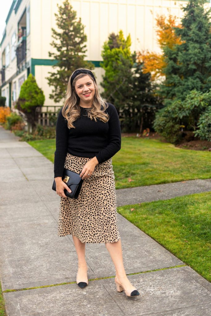 how to wear a leopard print midi skirt - sanctuary everyday midi skirt - how to dress up in the winter - Northwest Blonde