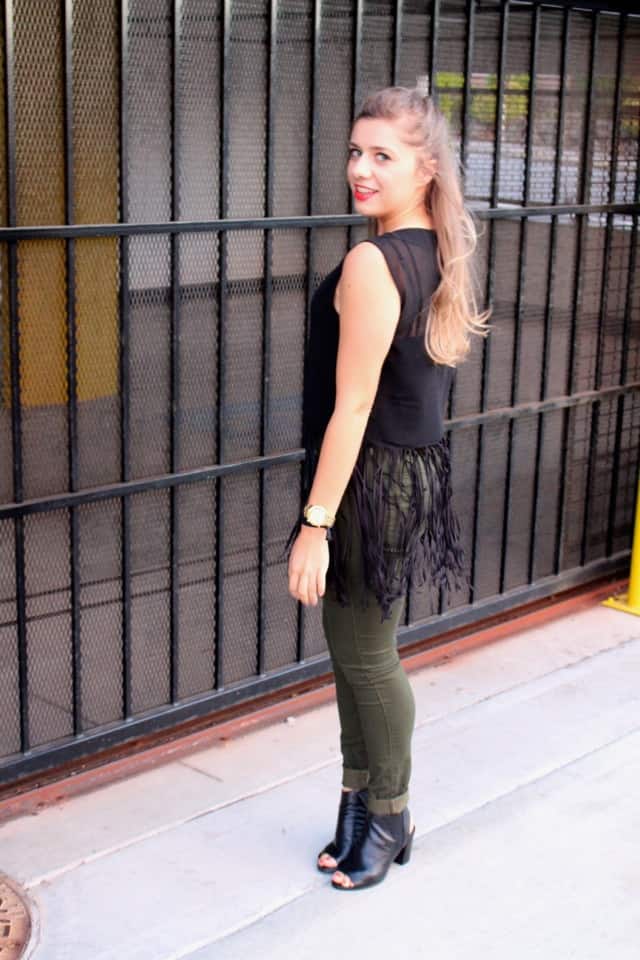 fringe - olive - leggings - denim leggings - jeggings - H&M