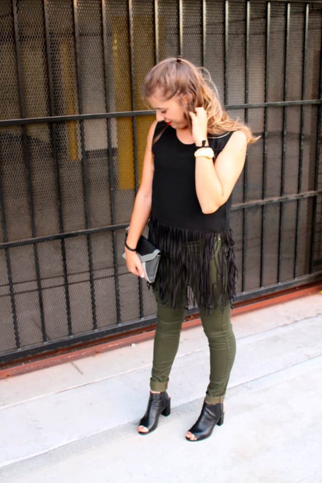 fringe - olive - leggings - denim leggings - jeggings - H&M