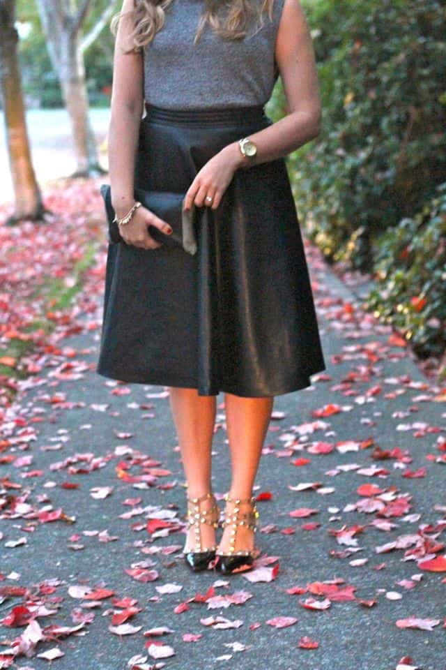 leather skirt-Valentino Rockstud look-a-like