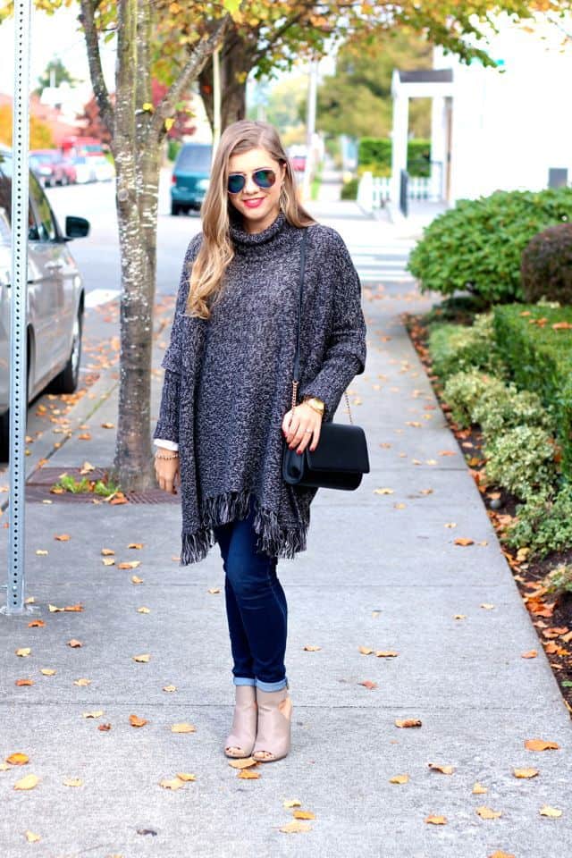 Fall poncho look - Northwest Blonde