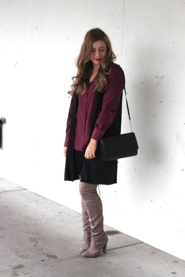 jewel tone look with over the knee boots - Northwest Blonde