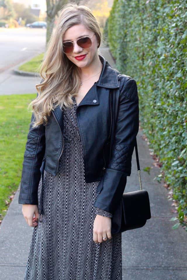 faux leather moto jacket - winter style - winter fashion 