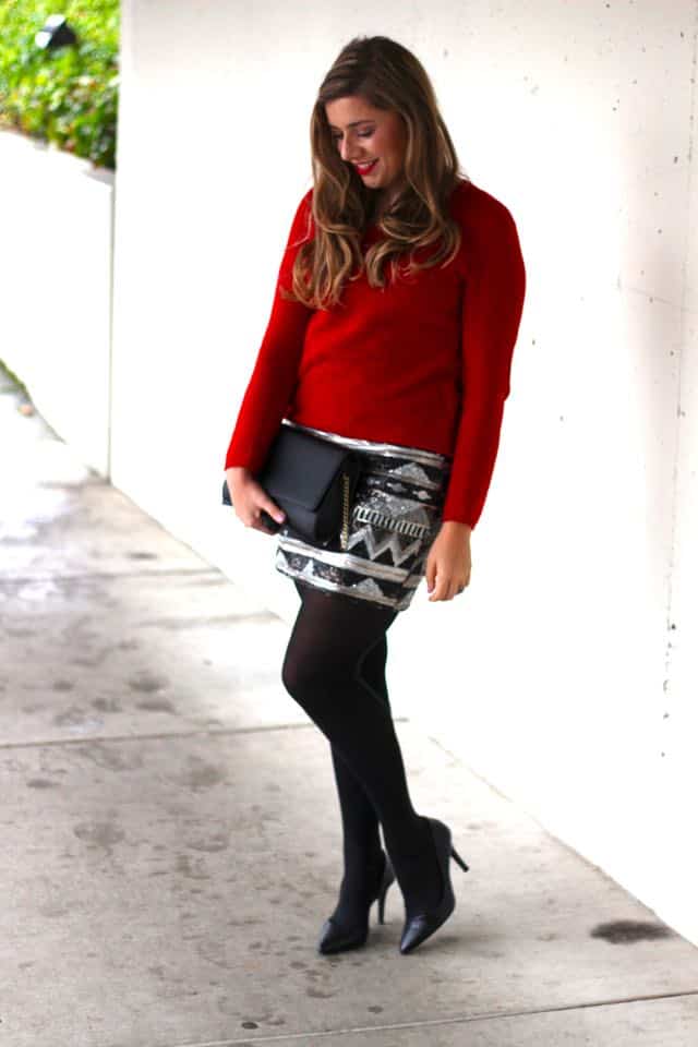 sequin mini skirt - winter fashion - holiday style