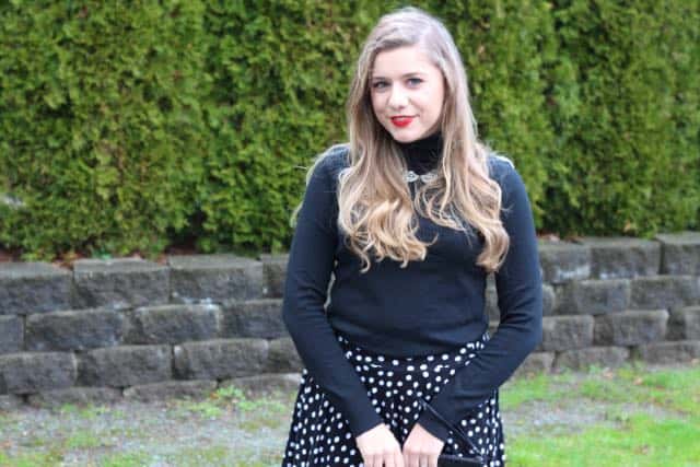 black turtleneck + BaubleBar statement necklace