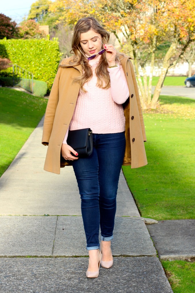 pink feminine outfit - winter fashion