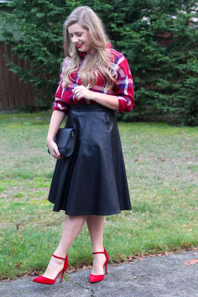 flannel and leather are an unexpected Valentine's day pairing