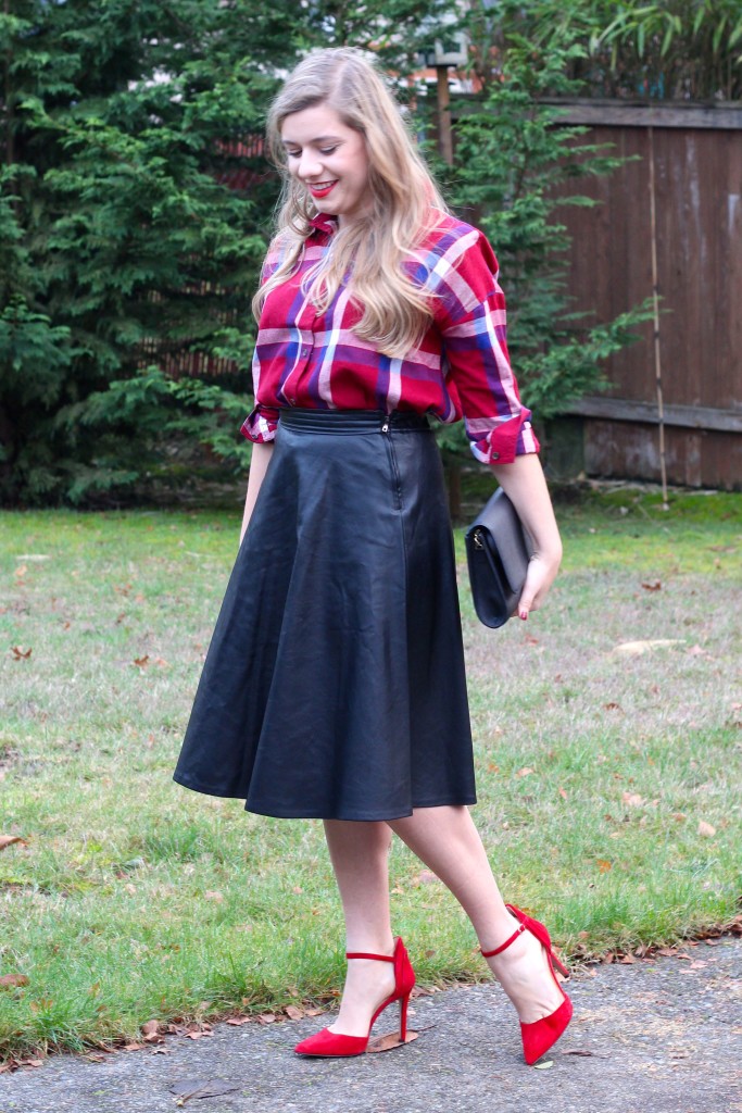Pairing flannel and leather for holiday style