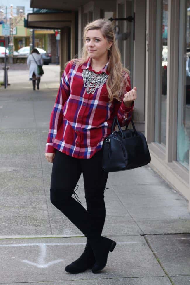 casual weekend wear - flannel and leggings