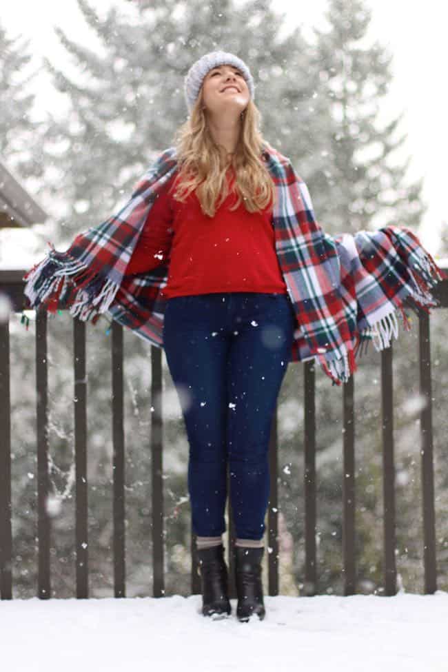 snow day outfit - blanket scarf