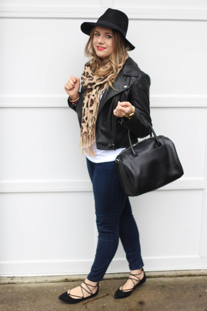 leopard print and black outfit