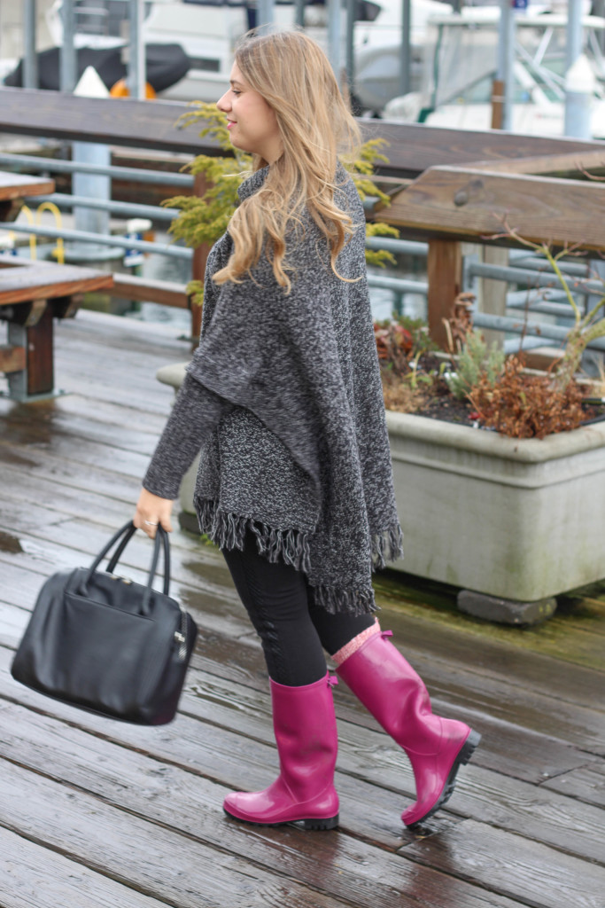 rainy day wear - pink rain boots