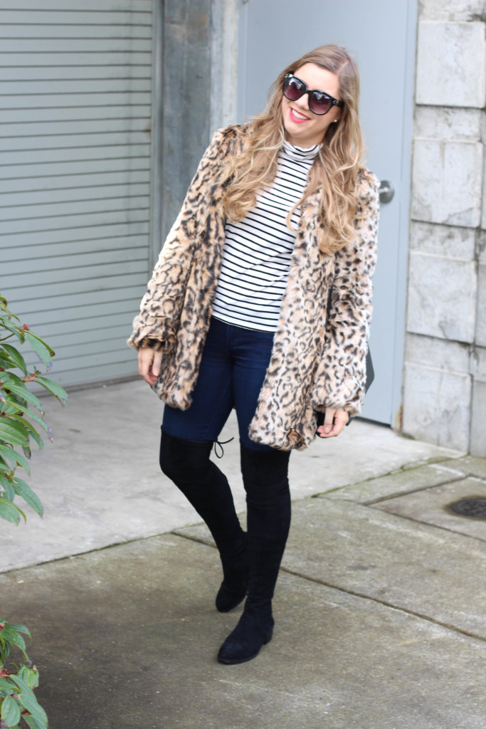 leopard print faux fur coat