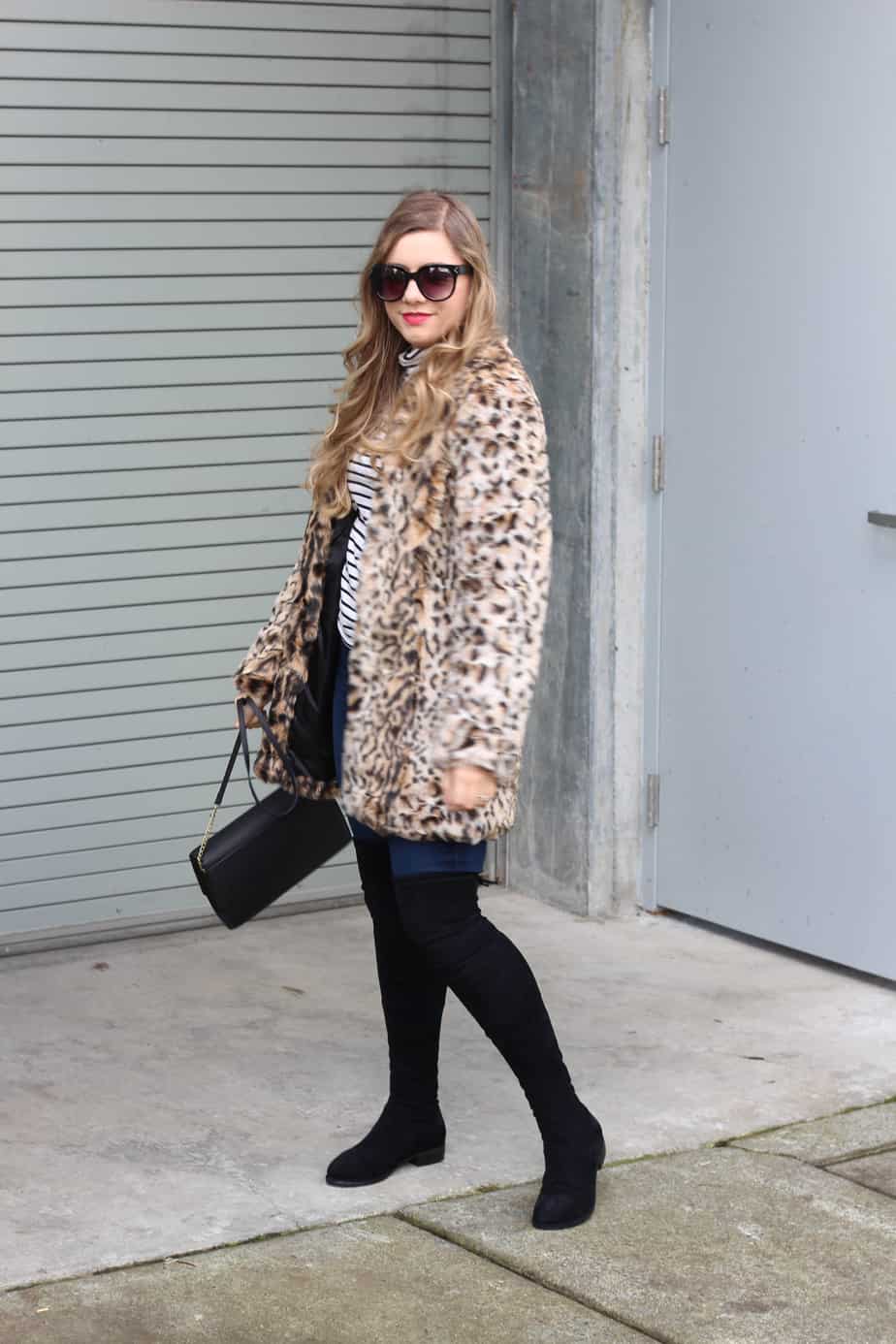 leopard print faux fur coat