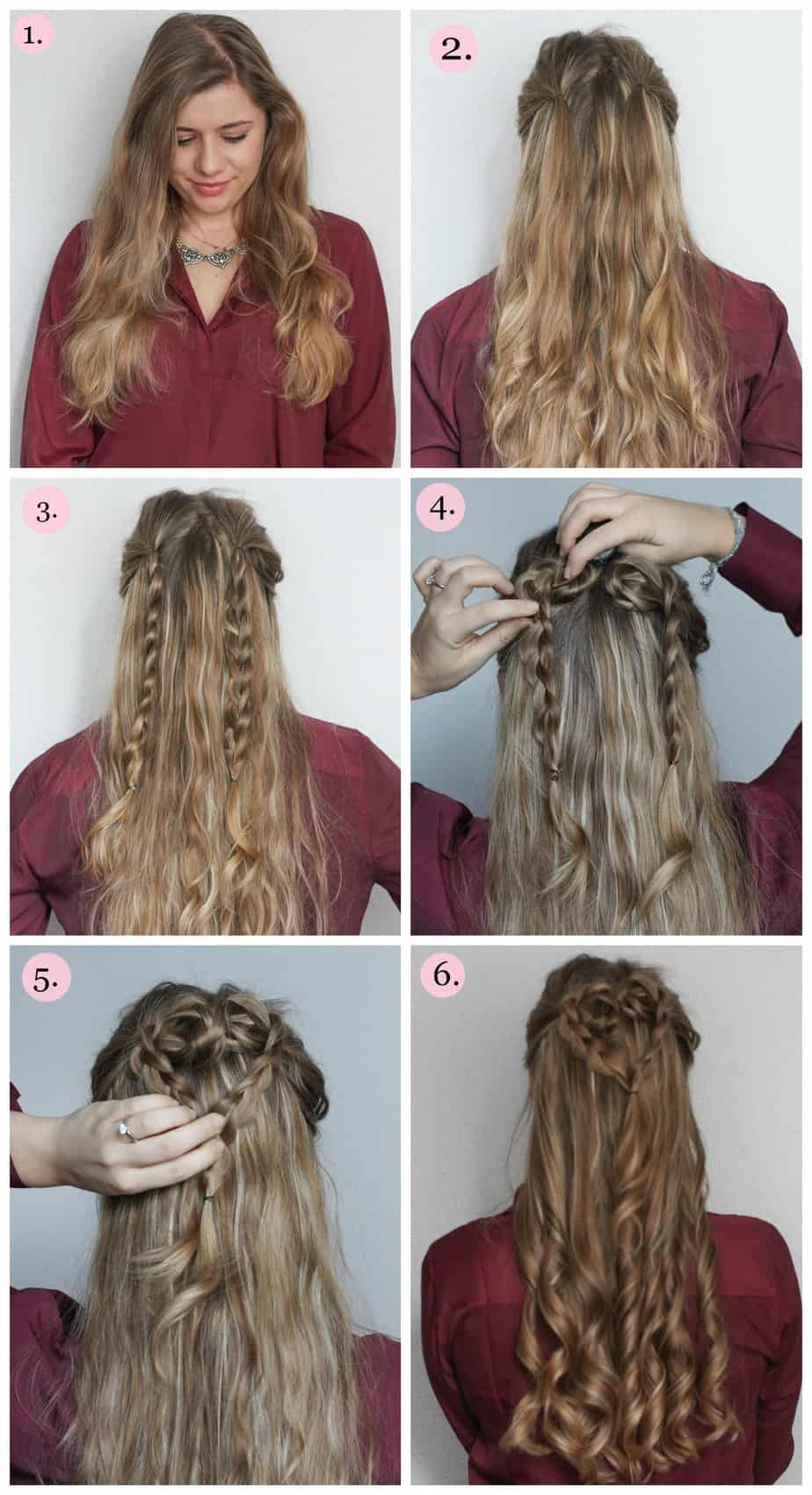 easy braided Valentines Day hairstyle