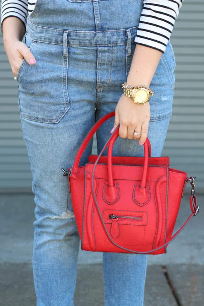 red nano Celine luggage tote