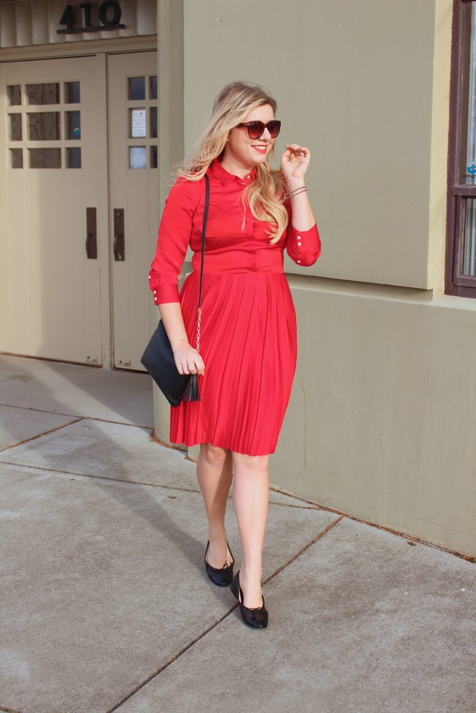 valentines day - banana republic pleated dress