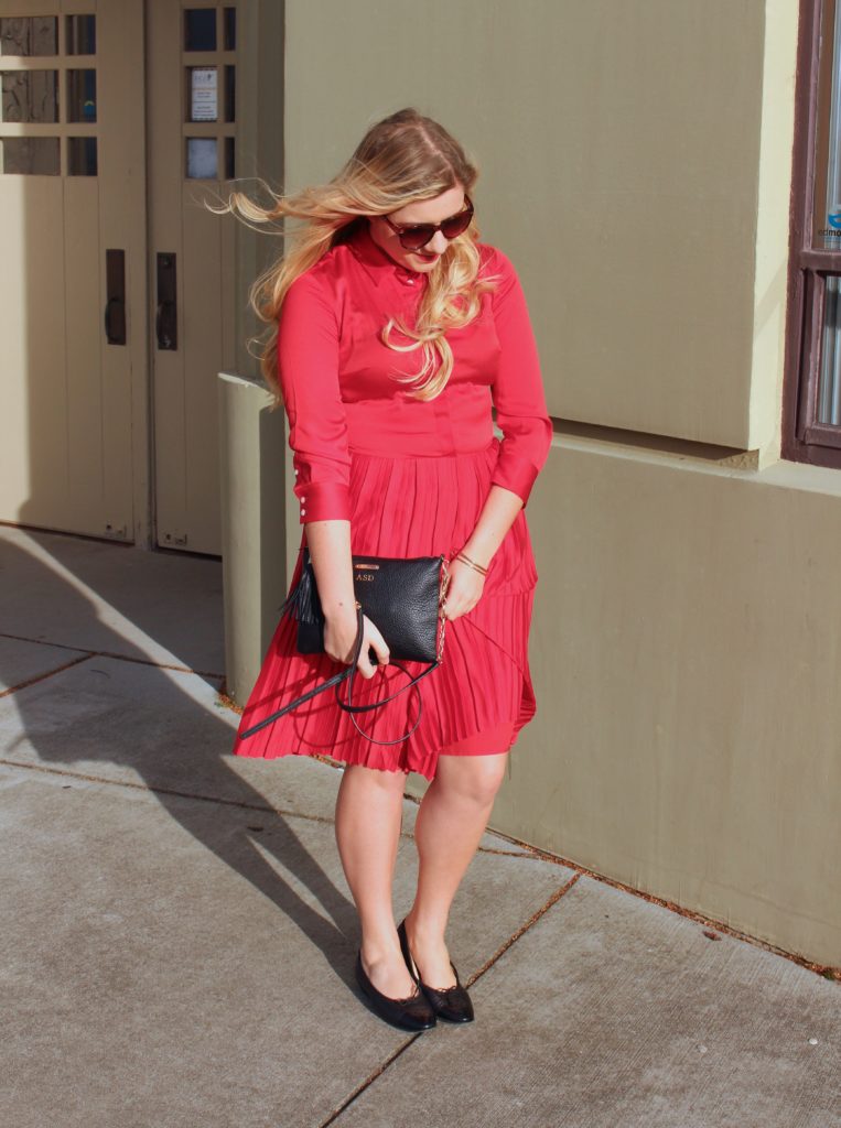 valentines day - banana republic pleated dress