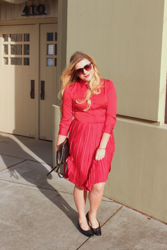 valentines day - banana republic pleated dress