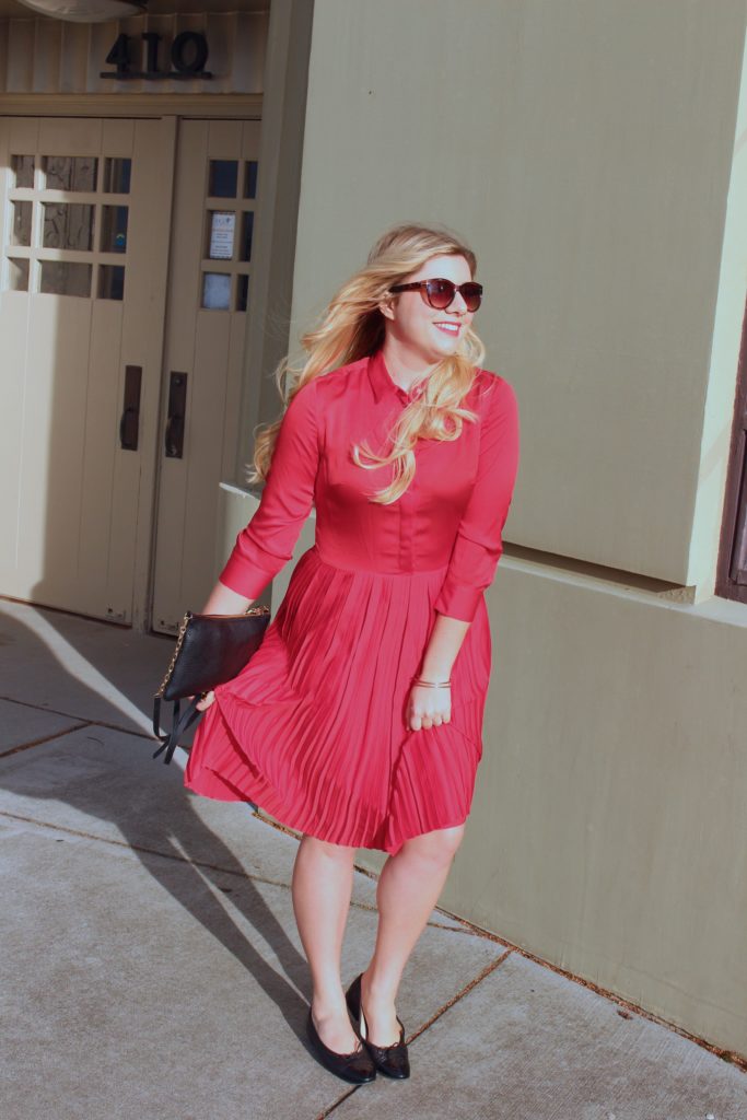 valentines day - banana republic pleated dress