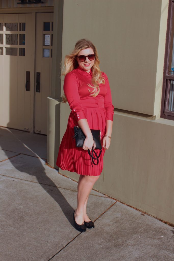 valentines day - banana republic pleated dress