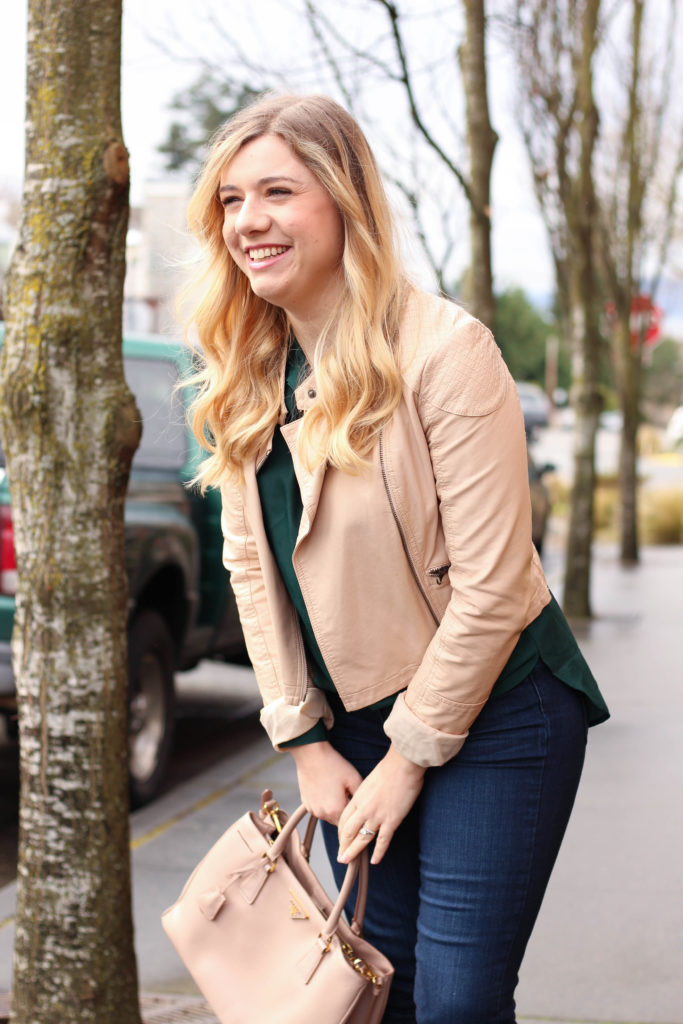 dressing for spring when it's still cold out - zara bow flats - pink prada bag-1