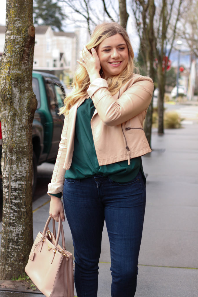 dressing for spring when it's still cold out - zara bow flats - pink prada bag-1