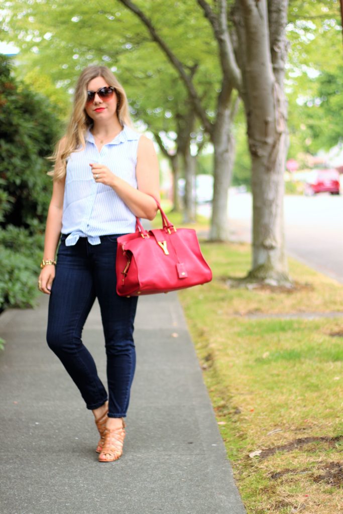 YSL Y bag - 4th of July office outfit