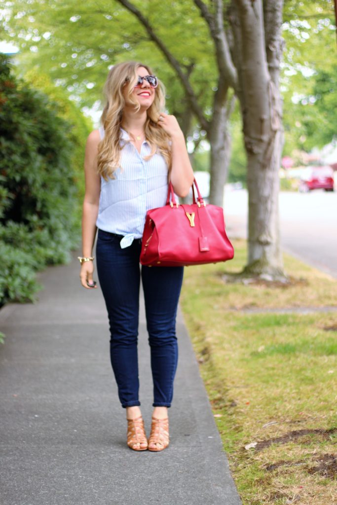 YSL Y bag - 4th of July office outfit