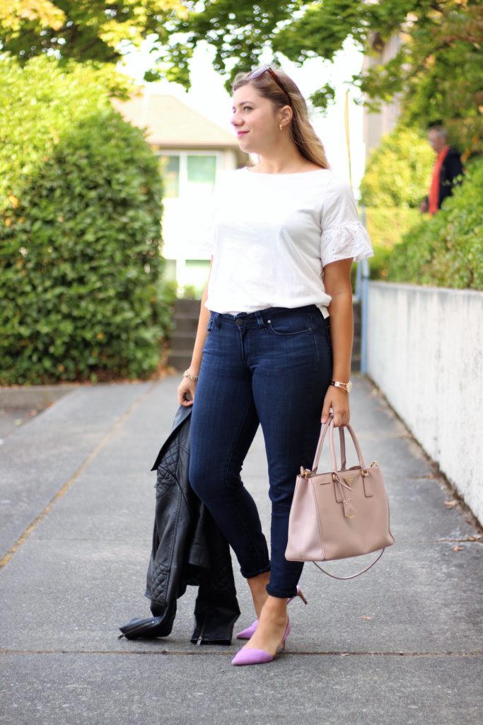 husband picks my outfit - casual date night - paige skinny jeans 