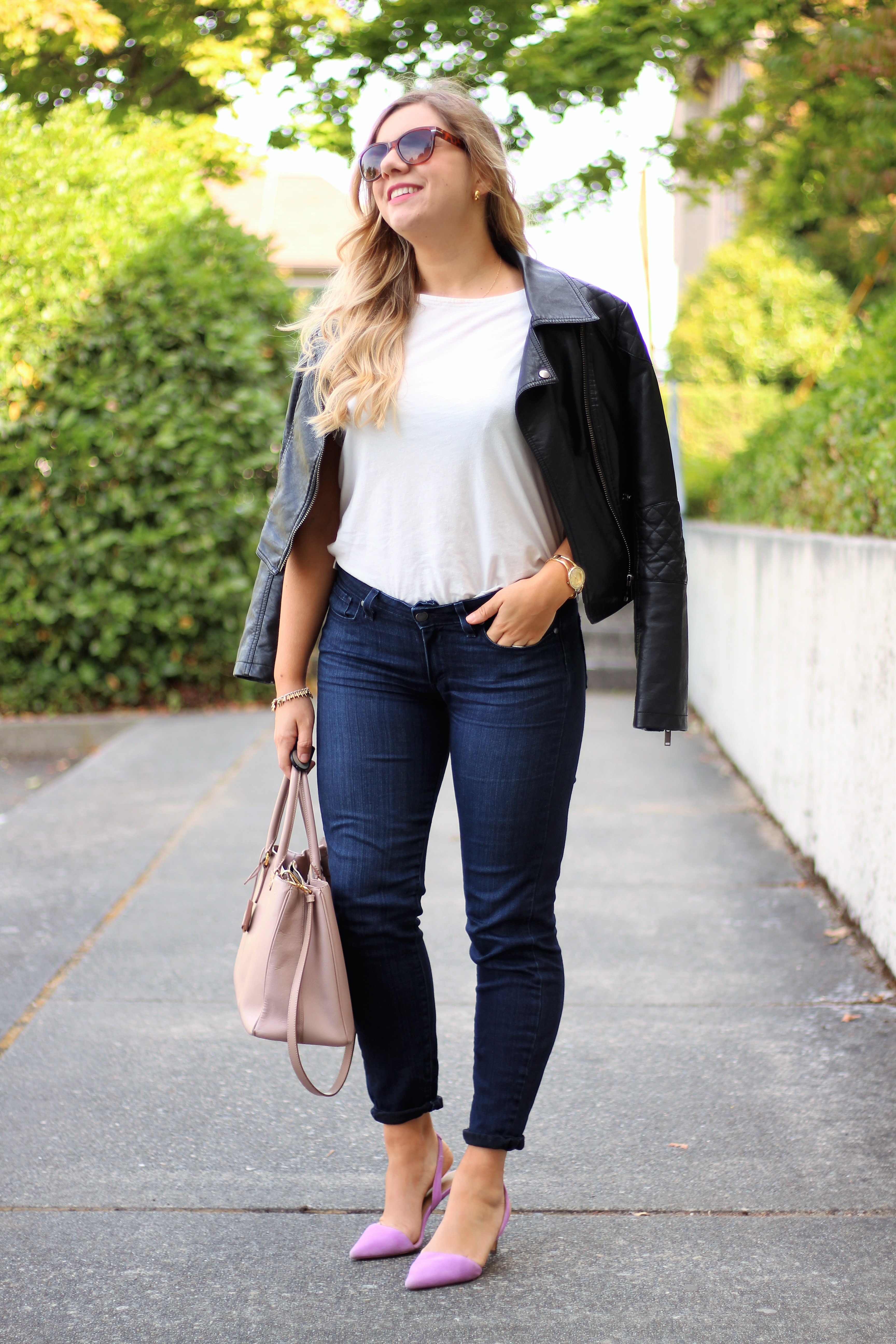 husband picks my outfit - casual date night - paige skinny jeans