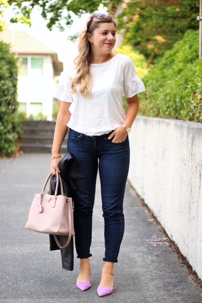 husband picks my outfit - casual date night - paige skinny jeans 