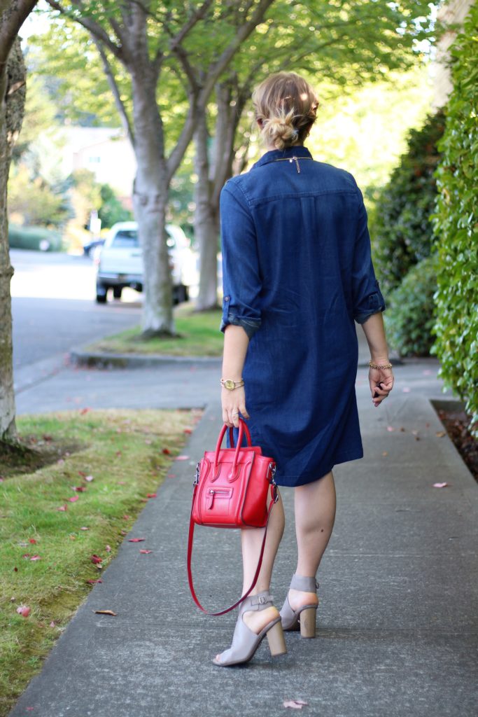 j.jill denim dress - chambray dress - vince addie - easy fall outfit