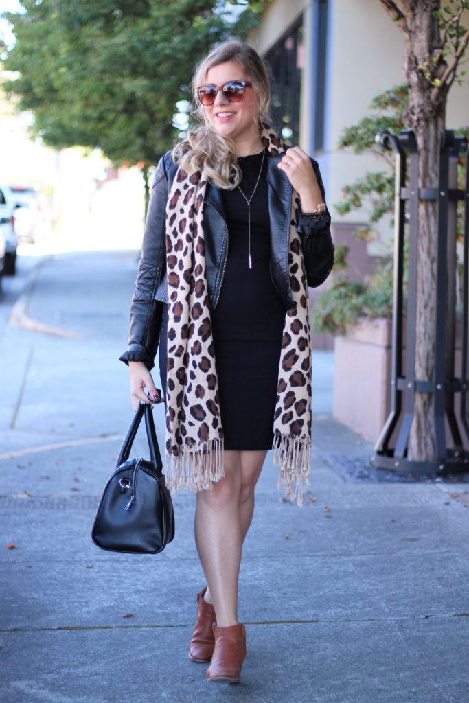 madewell ankle boots - early fall weekend outfit ideas - leopard print scarf fall