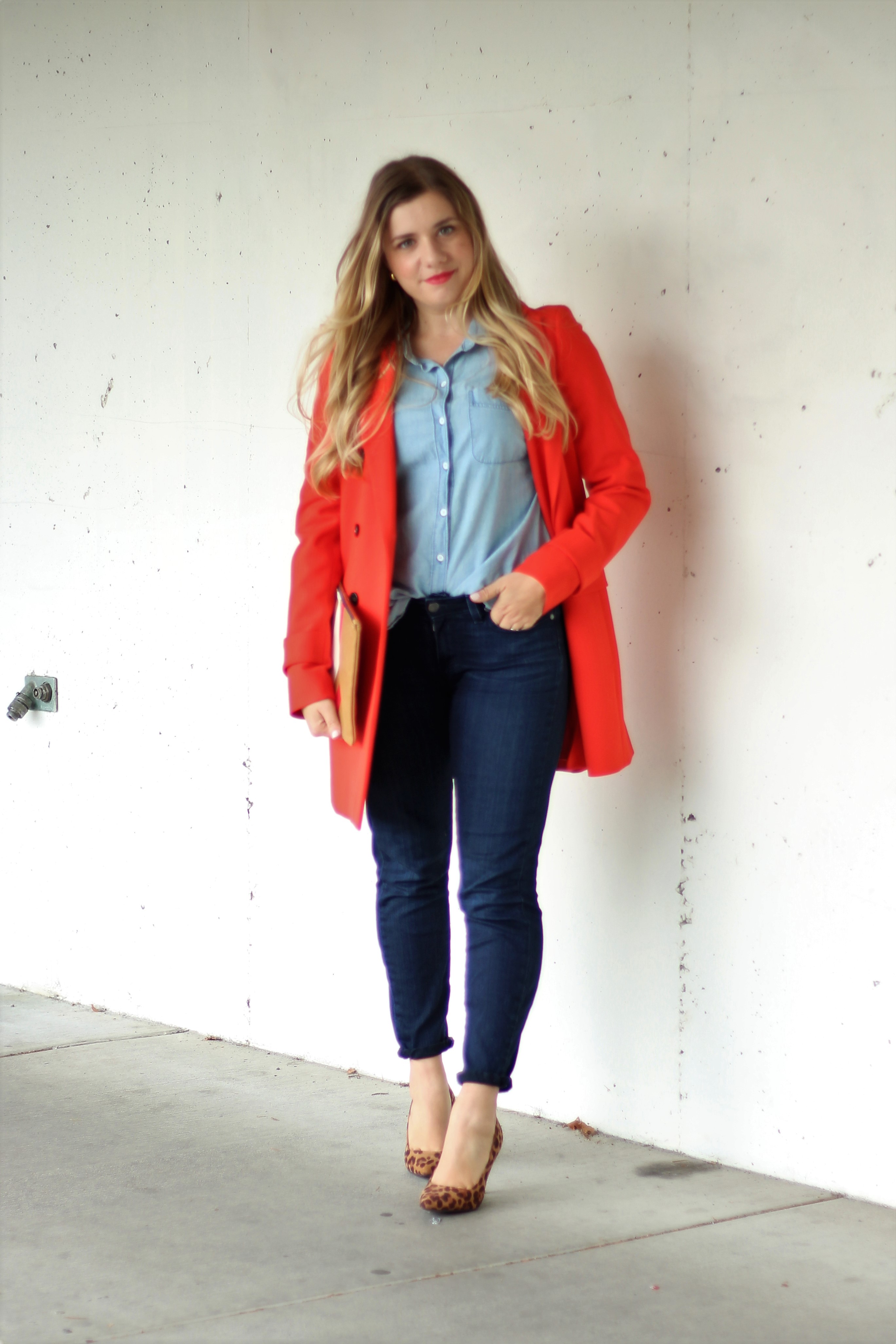 red statement coat - fall fashion - chic fall outfit - easy fall style - leopard print heels for fall