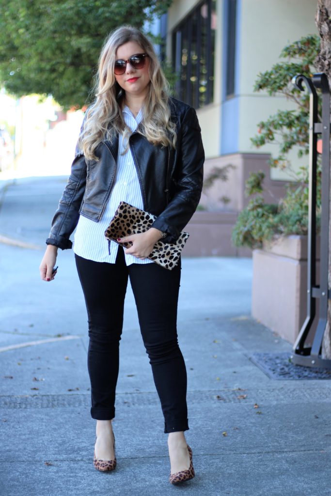 times you shouldn't go shopping - chic fall outfit to copy - clare v leopard clutch - no shopping challenge