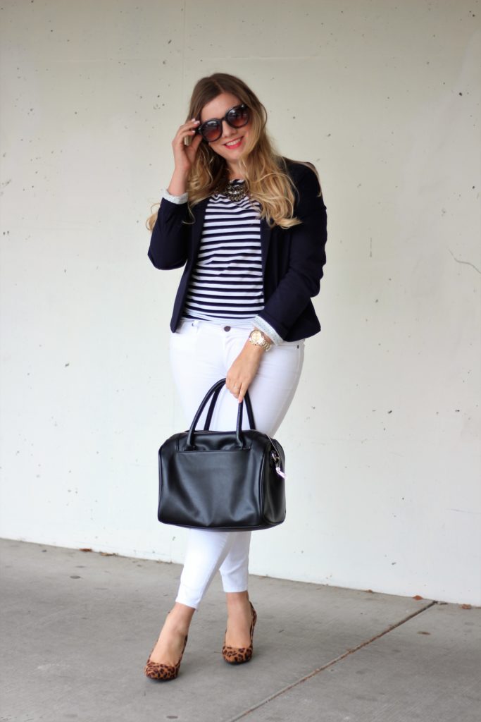 white jeans after labor day - preppy style - cute and preppy outfit - white jeans - leopard heels