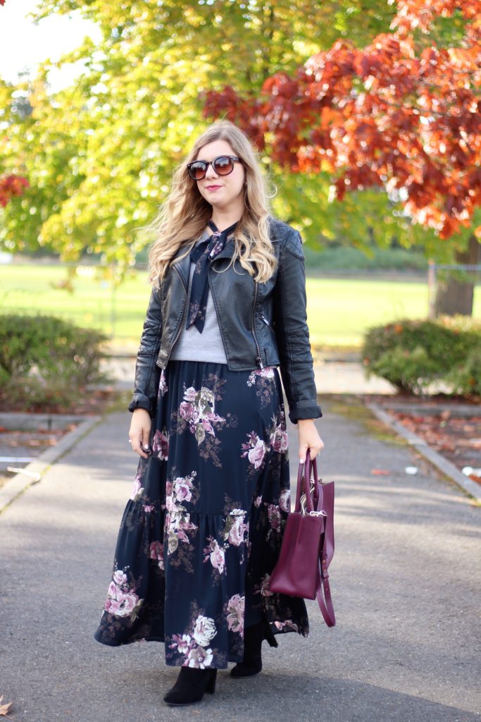 floral in fall - the stockplace dress - easy fall outfit - cute fall outfit - winter maxi dress