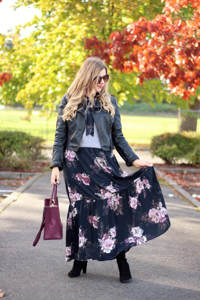 floral in fall - the stockplace dress - easy fall outfit - cute fall outfit - winter maxi dress