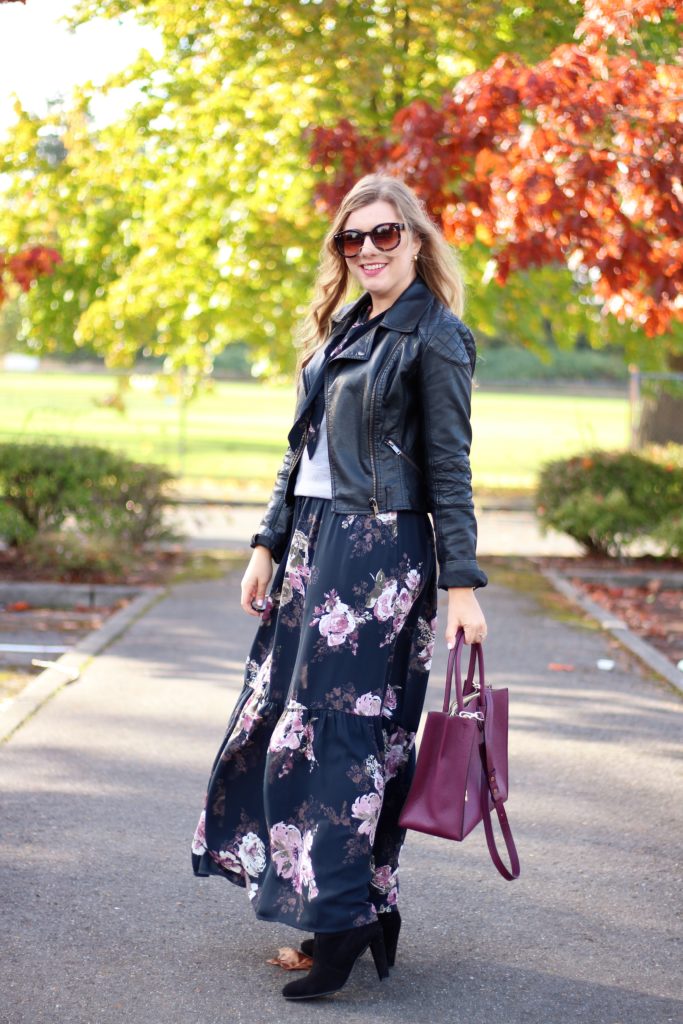 floral in fall - the stockplace dress - easy fall outfit - cute fall outfit - winter maxi dress