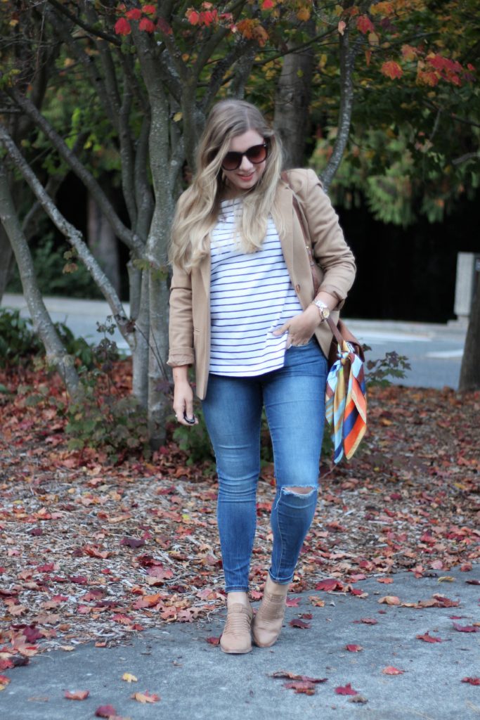 old navy rockstar jeans - weekend casual - easy fall outfit - preppy fall outfit