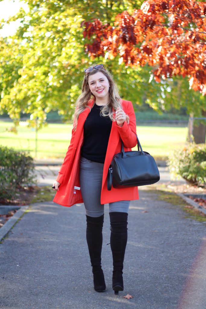 colorful coats under $150 - fun winter coats - ann taylor coat - stuart weitzman highland - easy fall outfit - chic cold weather style 