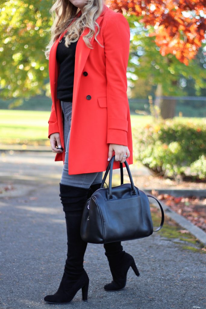 colorful coats under $150 - fun winter coats - ann taylor coat - stuart weitzman highland - easy fall outfit - chic cold weather style 
