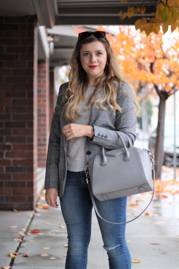 new day blazer - target check blazer - givenchy antigona - chic casual friday work wear - louboutin pigelle 