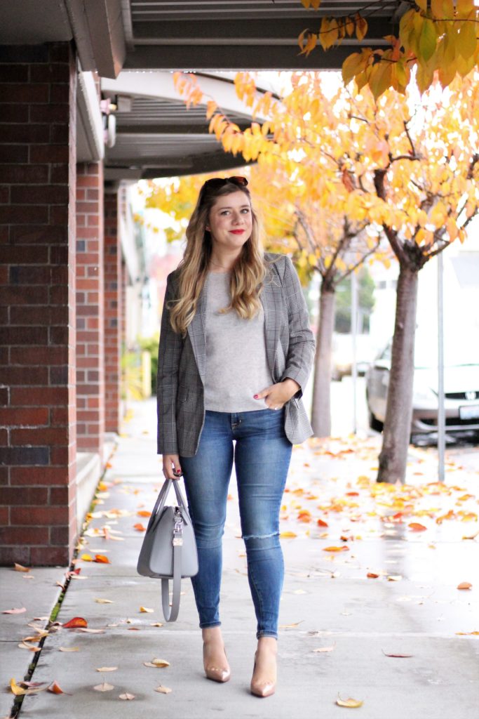 new day blazer - target check blazer - givenchy antigona - chic casual friday work wear - louboutin pigelle 