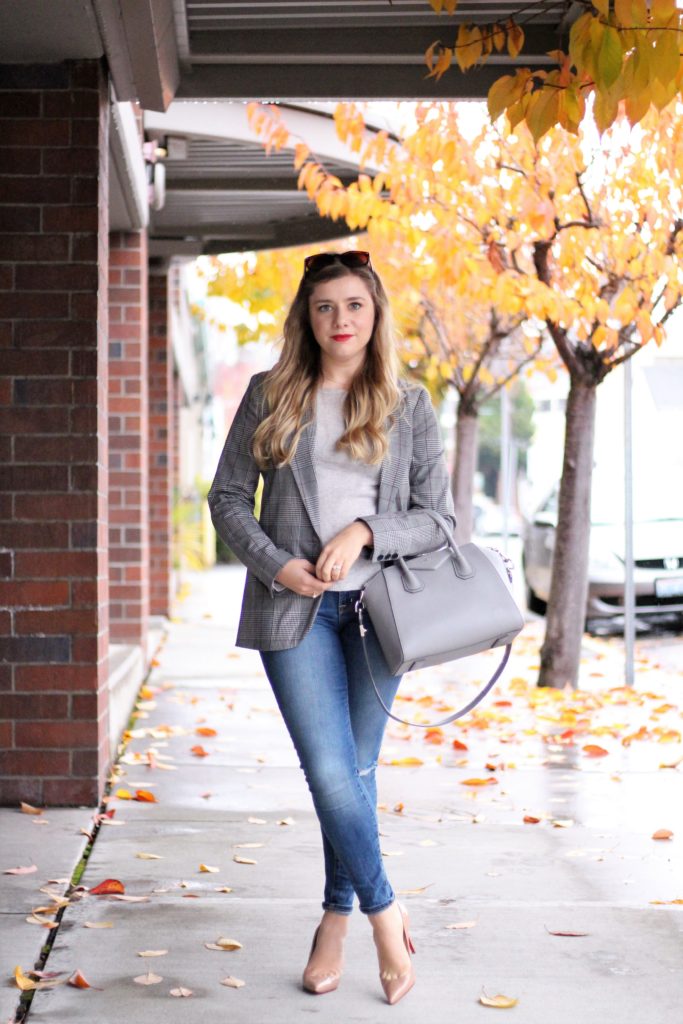 new day blazer - target check blazer - givenchy antigona - chic casual friday work wear - louboutin pigelle 