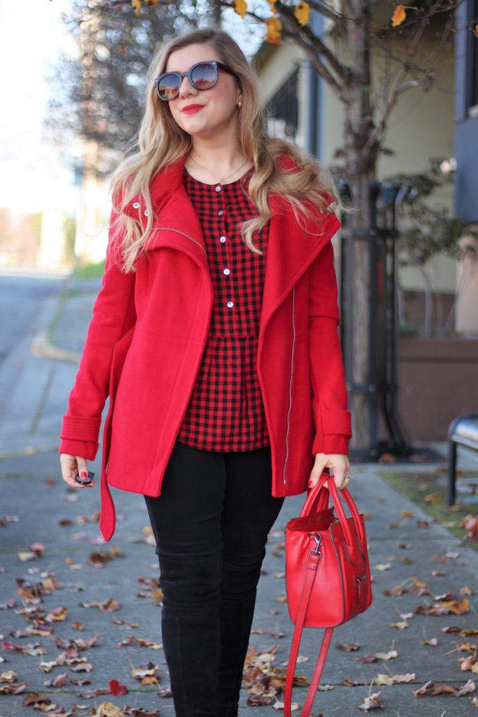 red days of christmas - red express coat - stuart weitzman highland - chic winter outfit